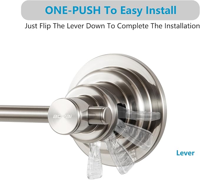 BOPai Extendable Suction Cup Towel Bar 17-28.5", Removeable Shower Door Mat Rod - Image 3