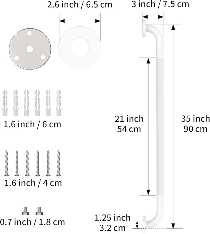 36 Inch Anti Slip Shower Grab Bar Oil Rubbed White, Munzong Bathroom Grab Bar - Image 2