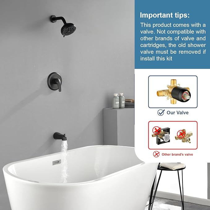 Tub Shower Faucet Combo Set Bathtub Faucet Set Shower System - Image 2