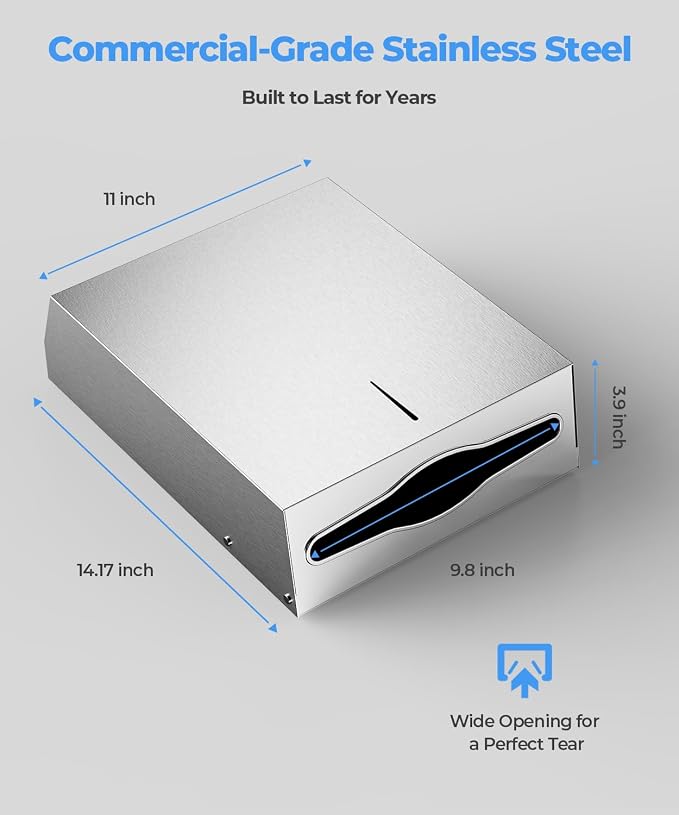 Paper Towel Dispenser Wall Mount, Brushed Stainless Steel Commercial Paper - Image 6