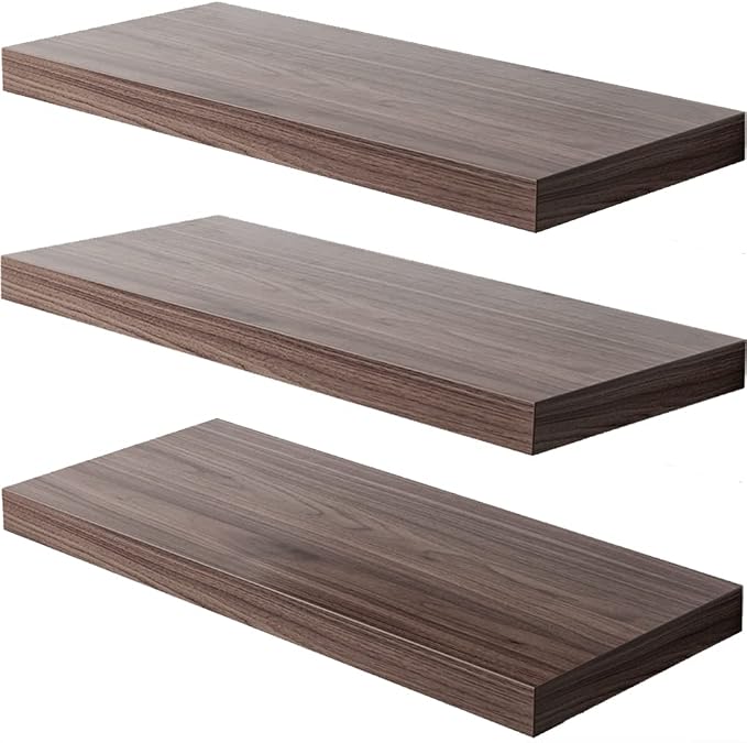 Floating Shelf, 24 in W x 12.75 in D x 2 in H Wooden Floating Wall Shelf by Home