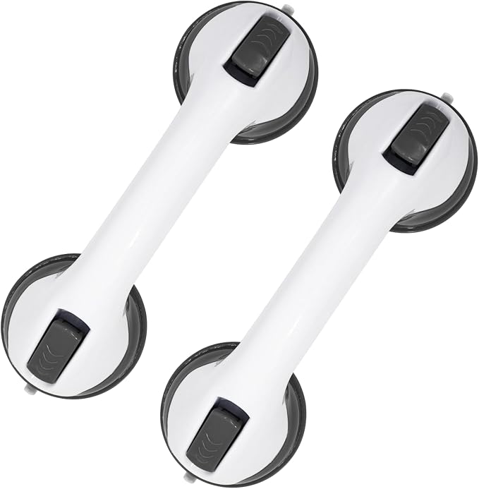 2-Pack Grab Bars for Bathtubs and Showers, 12 inch Shower Handle Suction Shower - Image 8