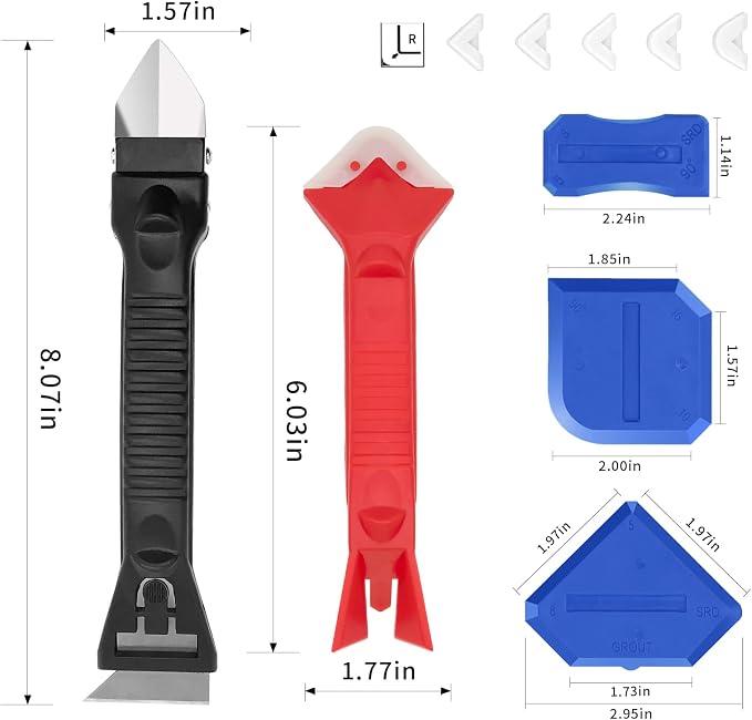 Caulking Tools-Silicone Sealant Finishing Tool Kit Caulk Grout Remover Scraper - Image 7
