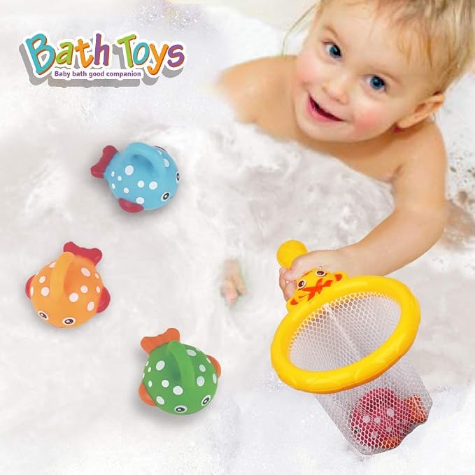 Dwi Dowellin Bath Toys Fishing Games Swimming Whales Bath Time Bathtub Toy - Image 5