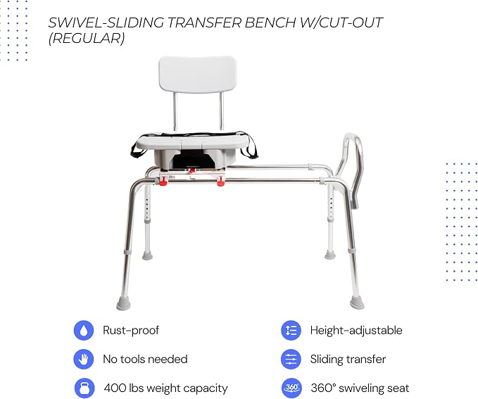 Eagle Health Supplies Sliding Shower Chair Tub Transfer Bench - Image 7