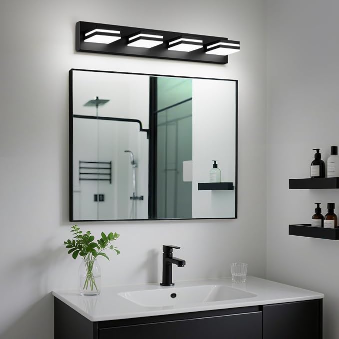 Modern LED Bathroom Lights Fixtures, Metal Black Acrylic Wall Lighting - Image 5