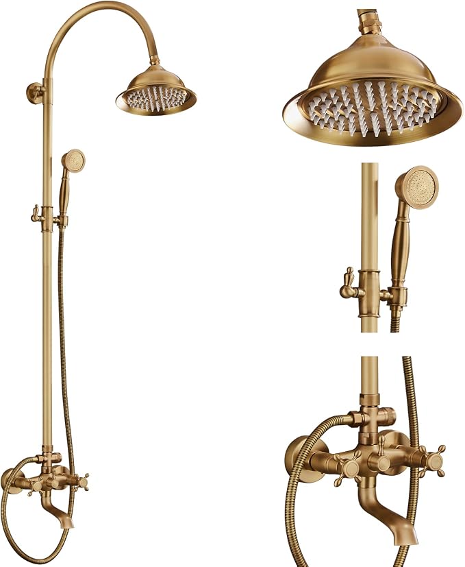 gotonovo Bathroom Classic Exposed Shower Faucet Wall Mount Shower System 8 Inch by HOME