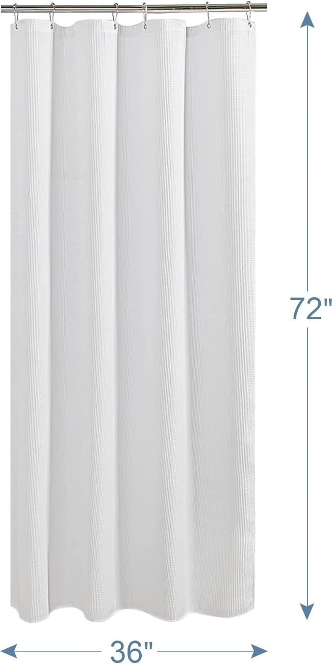 AmazerBath White Waffle Shower Curtain, 36x72 Inches, Fabric Stall Curtain - Image 7