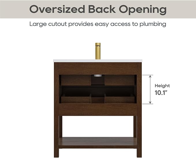 30 Inch Bathroom Vanity with Sink, Farmhouse Storage Cabinet with Drawers & - Image 7