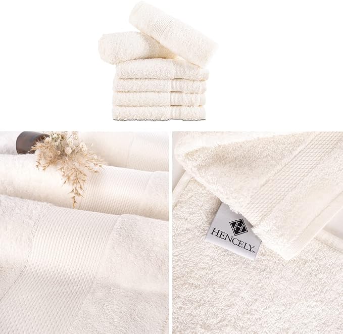 Hencely Premium 6-Pack Washcloths 12x12 Inches Soft Turkish Cotton High - Image 3