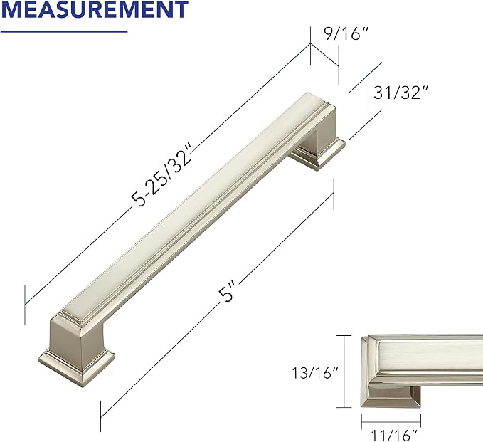 Ravinte Hardware 5 Pack Brushed Nickel Cabinet Pulls, 5 Inch Hole Center Zinc - Image 2