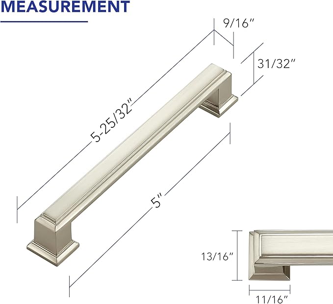 Ravinte Hardware 10 Pack Brushed Nickel Cabinet Pulls, 5 Inch Hole Center Zinc - Image 2