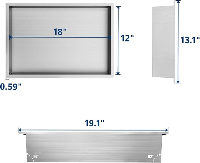 Neodrain Shower Niche, Bathroom Shelf Inner Size 18" X 12", Brushed Stainless - Image 8
