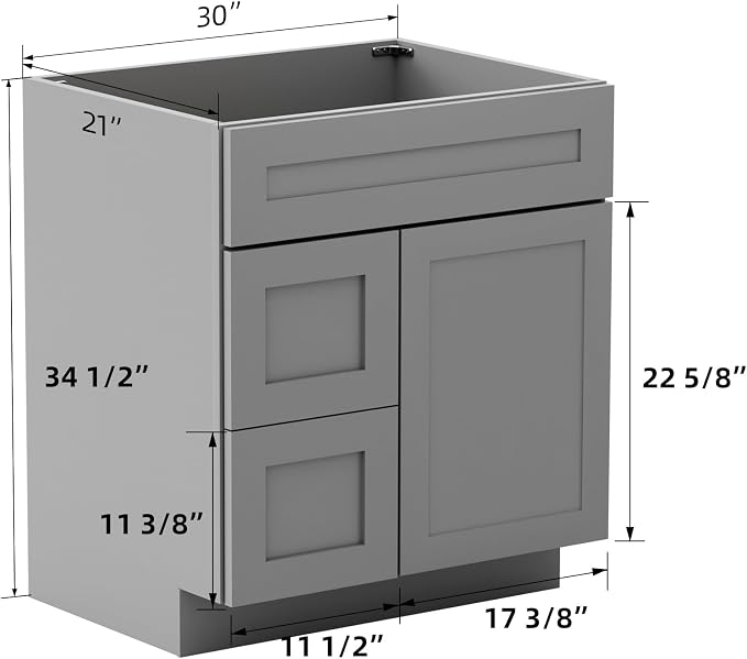 KitchenMan 30 Inch Bathroom Vanity Without Sink and Top Unassembled Bathroom - Image 3