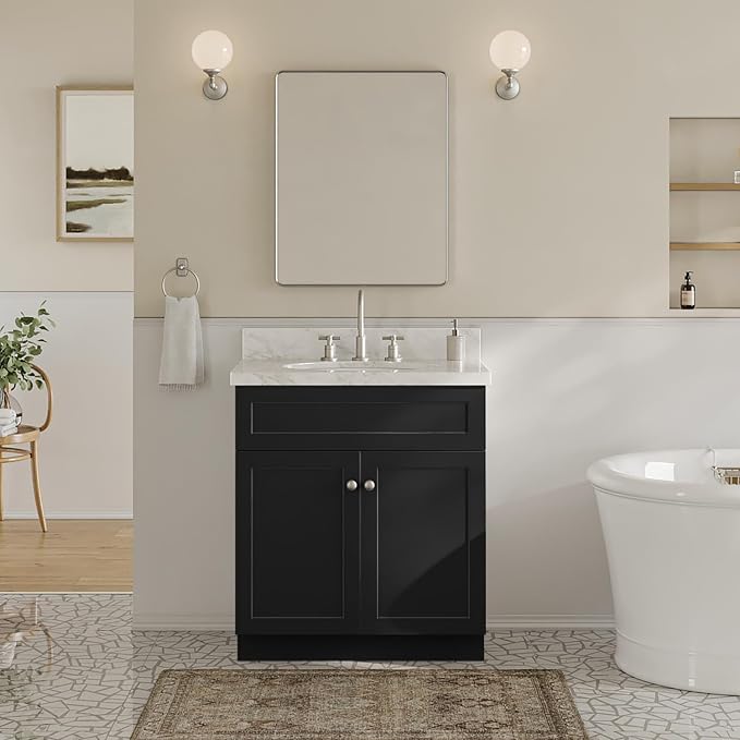 ARIEL Hamlet 31 Inch Black Bathroom Vanity - Image 10