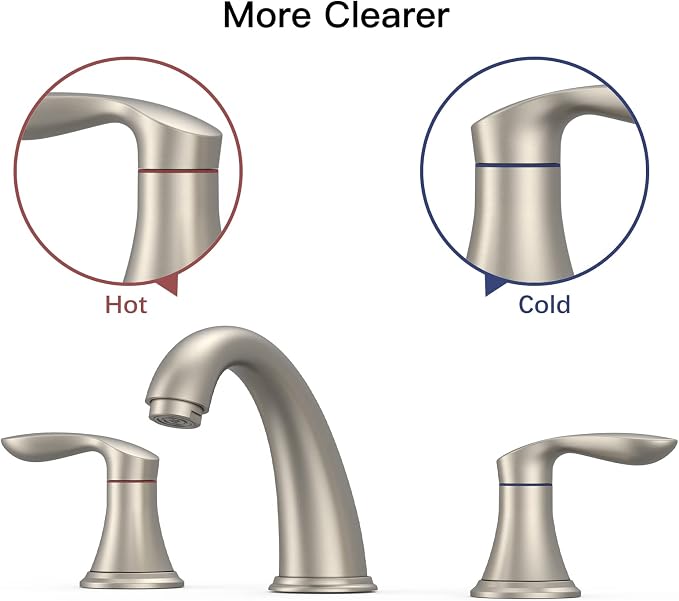 Bathroom Sink Faucet, Faucet for Bathroom Sink, Widespread Brushed Nickel - Image 5