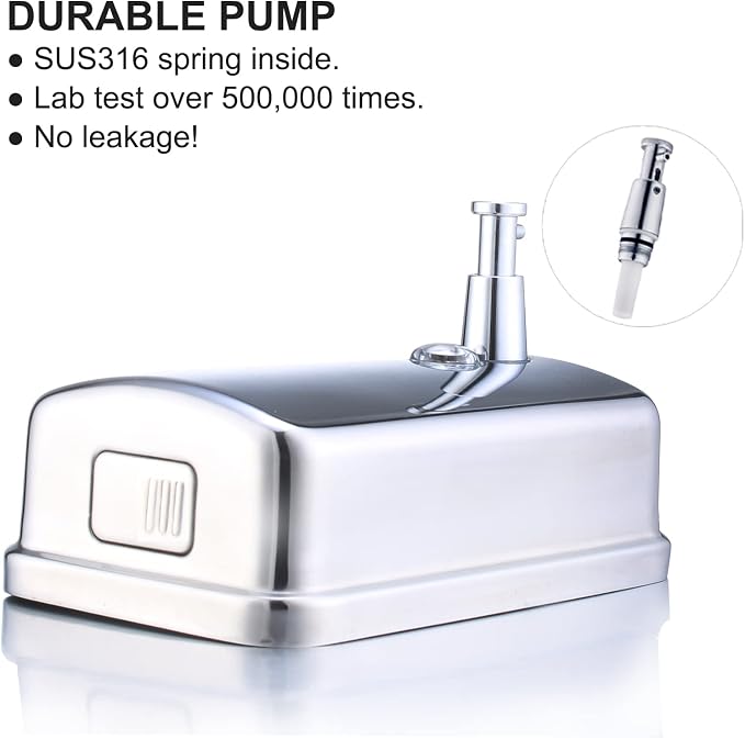 Commercial Soap Dispenser Wall Mount Stainless Steel Manual Liquid Pump - Image 5