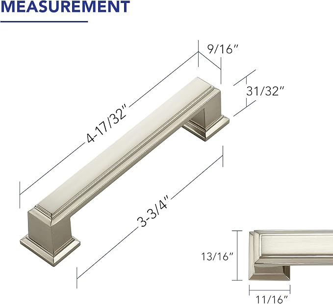 Ravinte Hardware 10 Pack Brushed Nickel Cabinet Pulls, 3-3/4 Inch Hole Center - Image 2
