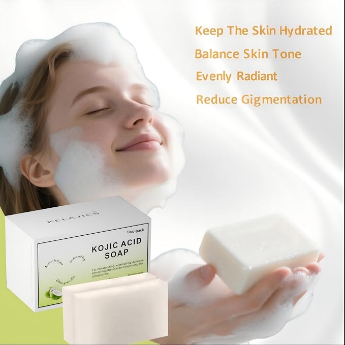 Kojic Acid Soap Bars with Retinol, Vitamin C, Fresh Coconut Scent - Image 3