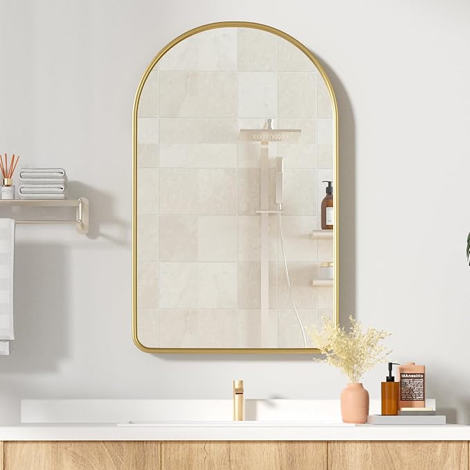 Arched Medicine Cabinet with Mirror, Recessed Medicine Cabinet, Metal Framed - Image 7
