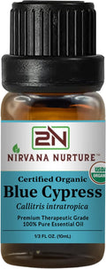 Blue Cypress Essential Oil USDA Certified Organic, 100% Pure Natural Premium by NirvanaNurture