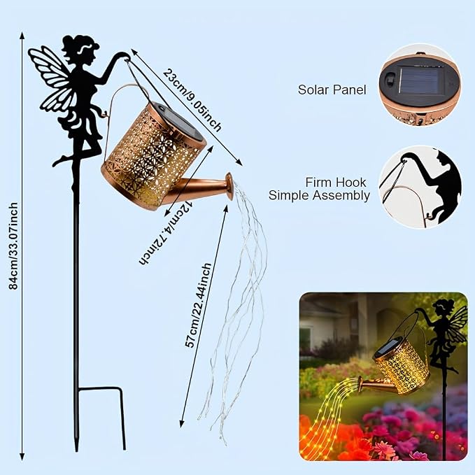 Solar Watering Can Light Garden Decorations Outdoor Weatherproof Shower Lights - Image 5