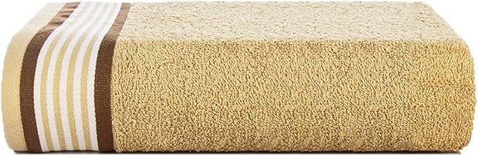 CASA COPENHAGEN He & She 4 Pieces Large Bath Towel Set- Brown + Beige, 550 GSM - Image 2