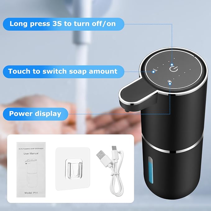 2 Pack Automatic Soap Dispensers, 12.8oz/380ml USB Touchless Automatic Foaming - Image 2