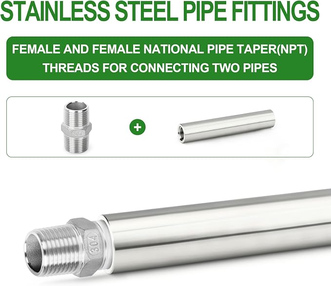 TAISHER 2PCS Stainless Steel Pipe Fittings, 1/2" NPT Female x 1/2" NPT Female - Image 6