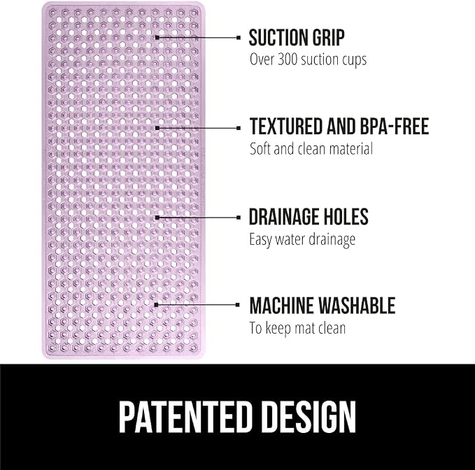 GORILLA GRIP Patented Bath Tub Shower Mat, Machine Washable Bathtub Floor Liner - Image 2