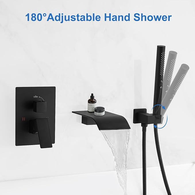 RUMOSE Wall Mount Bathtub Faucet Waterfall Tub Faucet - Image 2