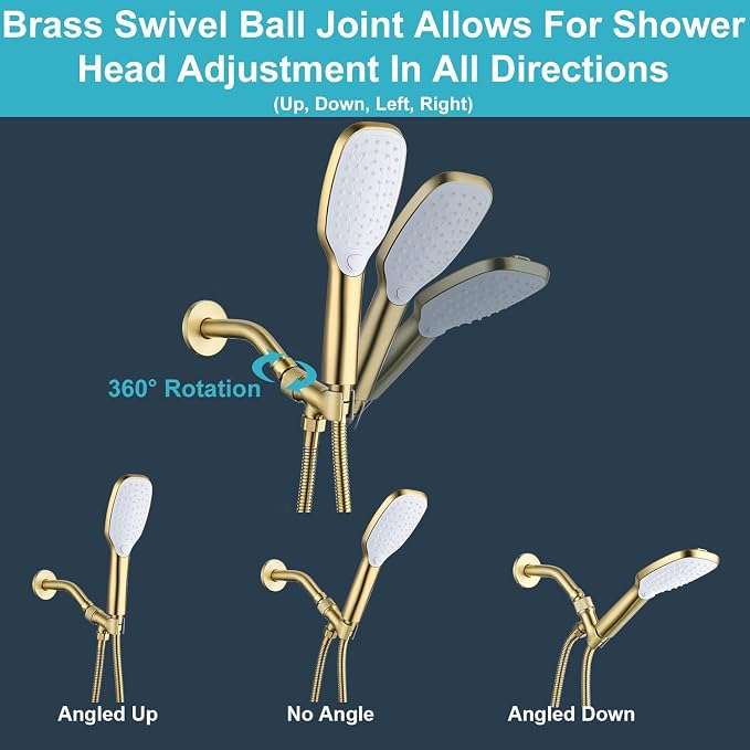 Shower Head Holder All Metal Adjustable Handheld Shower Arm Mount, 1/2" Shower - Image 2