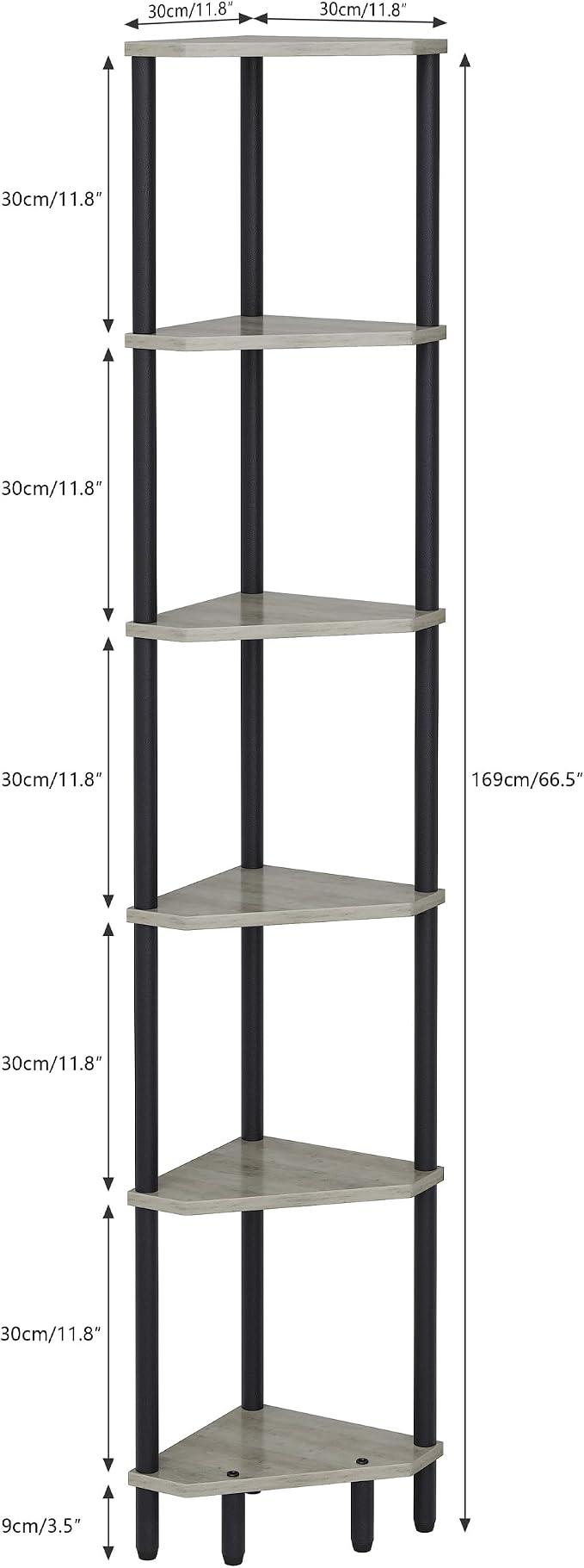 6 Tier Corner Shelf, 66.5'' Tall Standing Shelf, Narrow Display Shelf Stand - Image 3