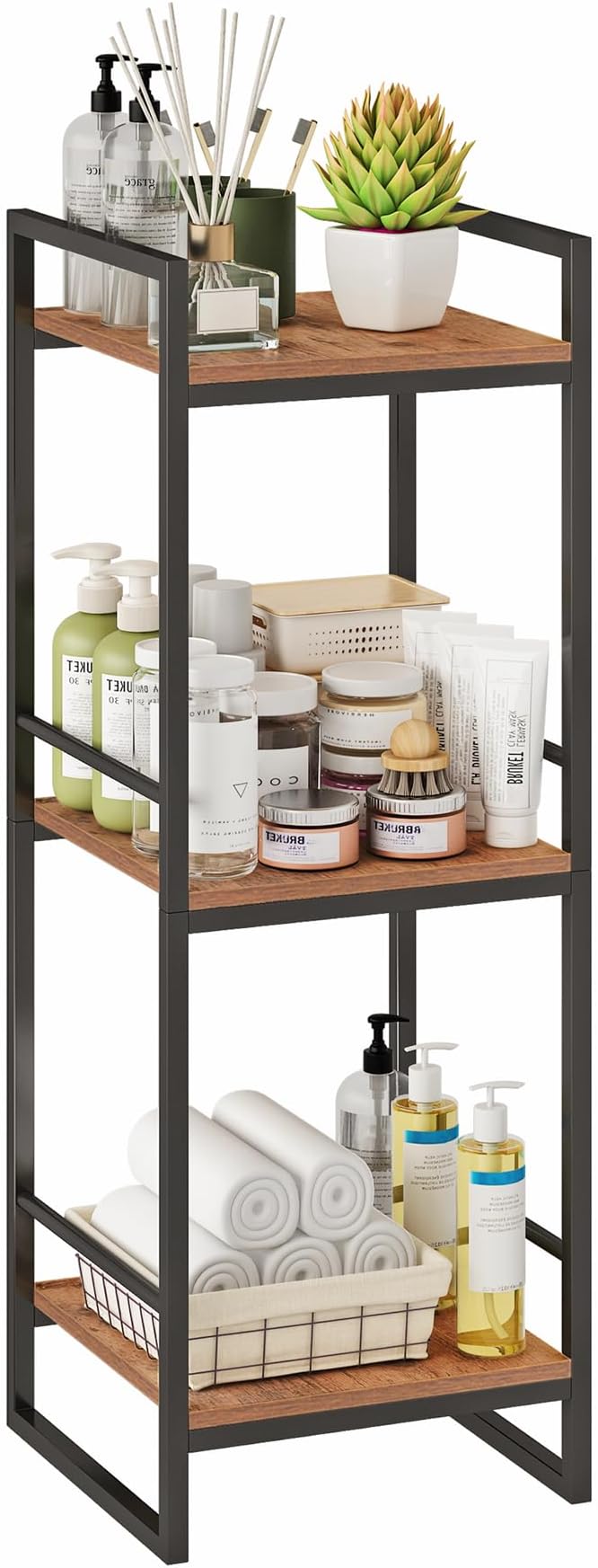 BYFU 3 Tier Bathroom Storage Open Shelf, Freestanding Metal Corner Storage Rack by BYFU-livingasimplelife