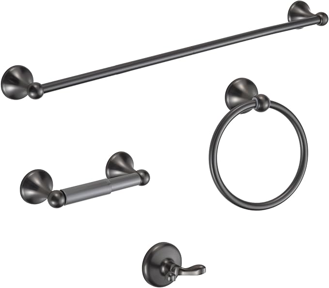 BGL Bathroom Hardware Set Grey Electroplating 4-Piece Bathroom Accessories Set by BGL