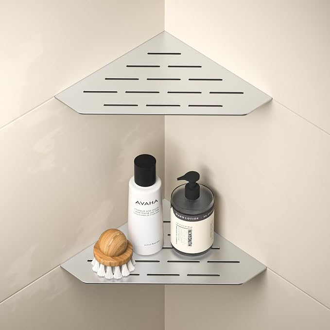 Corner Shower Shelf, 304 Stainless Steel Pentagonal Heavy Duty Floating Corner by Bernkot