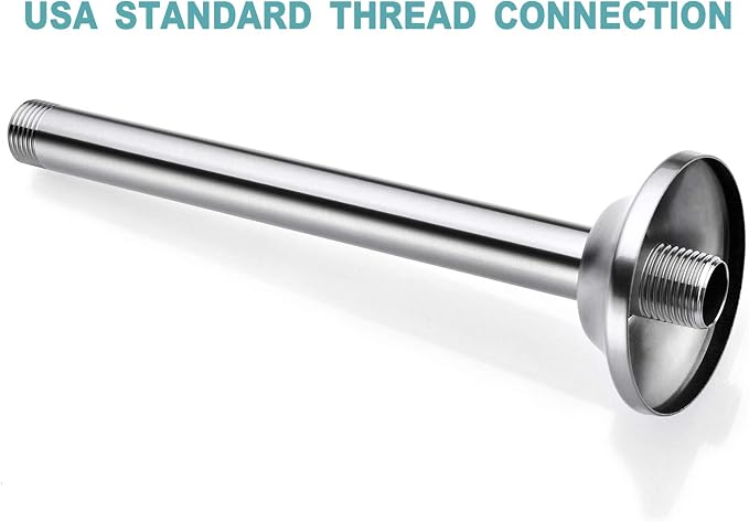 BESTILL 8 Inch Ceiling Mount Rain Shower Head Arm and Flange, Brushed Nickel - Image 6