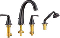 New Roman Tub Faucet with Sprayer, Bathtub Faucet Set Deck Mount, Brass 4 Hole by HanallxSanitaryWare