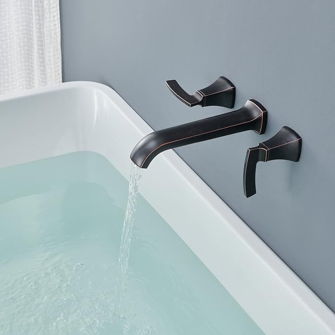 Wall Mount Bathtub Faucet Roman Tub Filler High Flow Long Spout Reach - Image 3