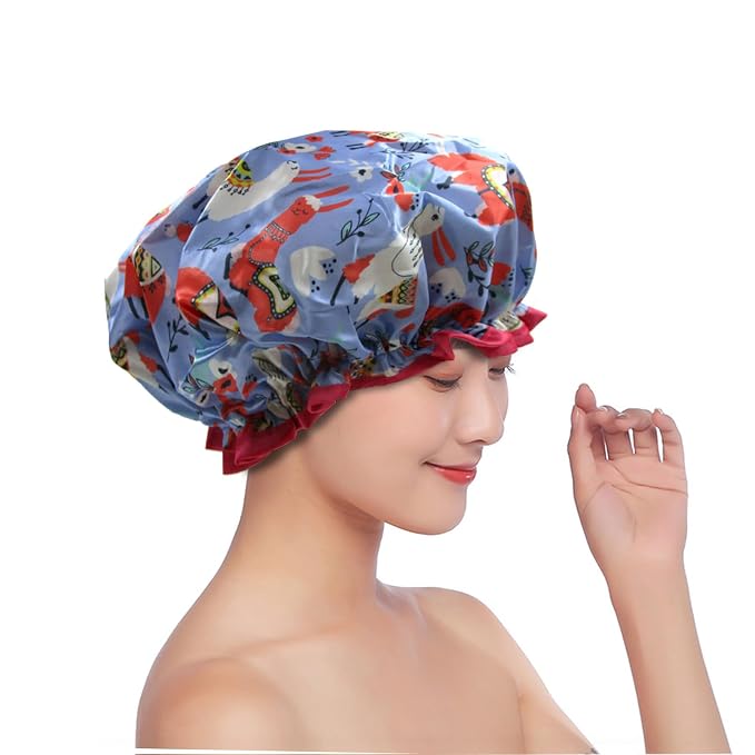 1 Pcs Waterproof Shower Cap for Women, Hair Treatment Bath Cap for Girls Spa - Image 6