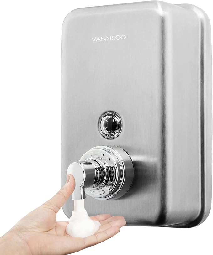 Commercial Wall Mount Stainless Steel Foaming Soap Dispenser, 40 oz Industrial by VANNSOO