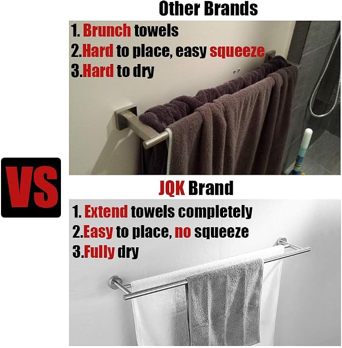 JQK Bath Towel Bar Black, 39 Inch 304 Stainless Steel Thicken 1mm Single Towel - Image 8