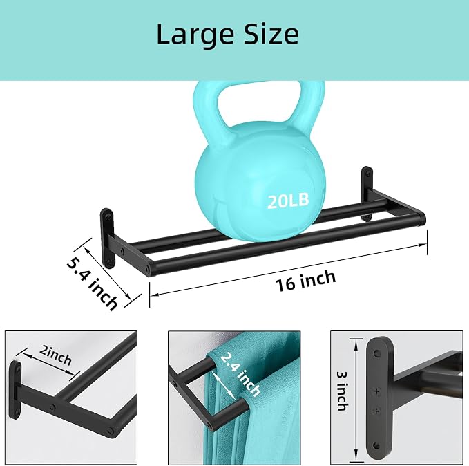 Double Towel Bars for Bathroom, Taaji 16 Inch Bath Towel Bar Wall Mounted - Image 3