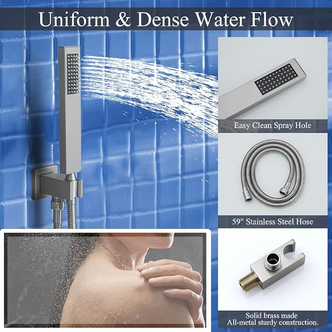 Shower Faucet Set Brushed Nickel Shower System, Knob Switch Diverter Shower - Image 6