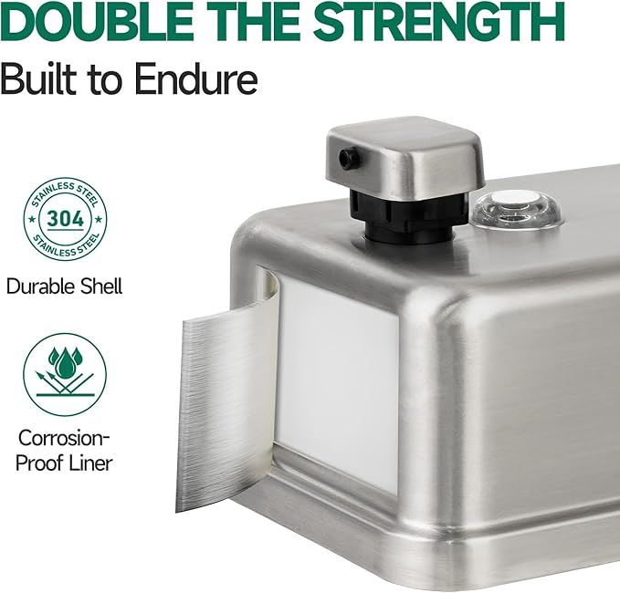 Commercial Wall Mounted Soap Dispenser 37oz 1100ml Large Capacity Brushed - Image 2