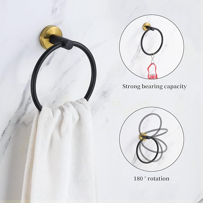 5 Pieces Bathroom Hardware Set Black Gold, Towel Rack Including 2pcs 16 inch - Image 6