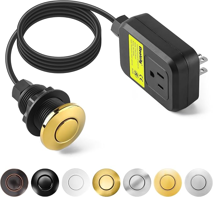 Garbage Disposal Air Switch Kit Sink Top Waste Disposal Stainless Steel Golden by Etoolcity
