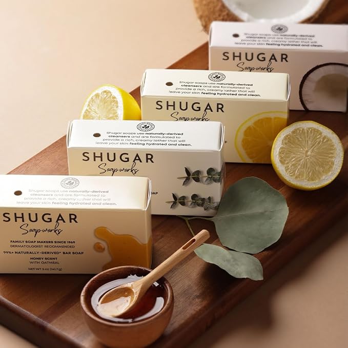 Shugar Soapworks Oatmeal & Eucalyptus 5 oz Beauty Bar Soap 8-Pack | Plant-Based - Image 4