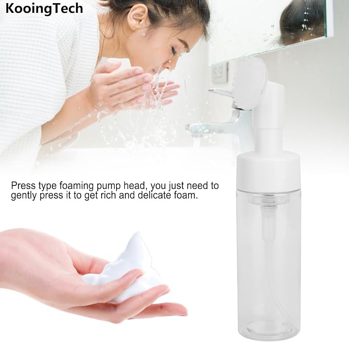 150ML Foam Pump Bottle with Brush, Lotion Dispensing Bottle, Plastic Facial - Image 6