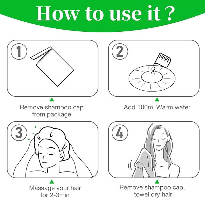 Shampoo Caps No Rinse Waterless Hair Washing Shower Caps 12 Packs - Image 6